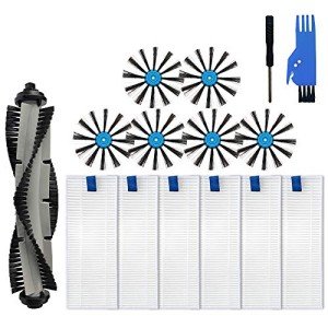 LesinaVac Replacement Parts Kit for Bissell SpinWave Hard Floor Expert Wet and Dry Robot Vacuum(Model:3115),for Bissell EV675 Robot Vacuum Accessory,1 Main Brush,6 Side Brush,6 Hepa Filters