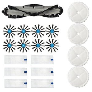 Rinakou Replacement Accessories Kit for Bissell 3115 EV675 SpinWave Hard Floor Expert Wet and Dry Robot Vacuum,1 Main Brush,8 Side Brushes,6 Hepa Filter,4 Mop Pads