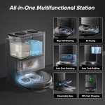 roborock Qrevo Series Robot Vacuum and Mop, 8000Pa Suction, Upgraded from Qrevo S, Anti-Tangle Brushes, Smart Obstacle Avoidance, Auto Mop Washing, All-in-One Dock, 200RPM Spinning Mops, Black(QV 35A)
