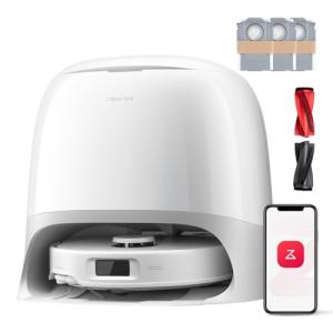 roborock Qrevo Curv S5X Robot Vacuum and Mop, 17000Pa Suction, Zero-Tangling Design, FlexiArm Side Brush & Mop, Smart Obstacle Avoidance, Self-Washing & Drying, Self-Emptying, Perfect for Carpet