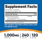 Panax Ginseng 1000mg - 240 Non-GMO Capsules
