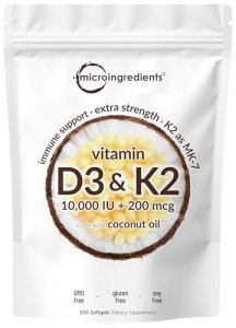 Vitamin D3 10000 IU with K2 MK-7 Softgels