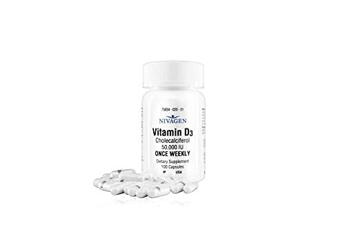 Nivagen Vitamin D3 50,000 IU Capsules 100 Count
