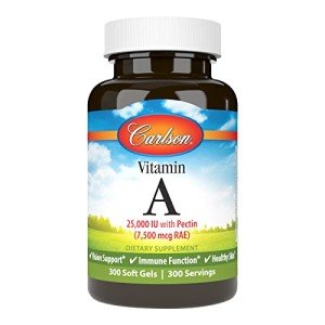 Carlson - Vitamin A, 25000 IU (7500 mcg RAE) with Pectin, Vision Health, Helps Night Vision, Skin Health, 300 Softgels