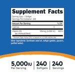 Nutricost Vitamin D3 5,000 IU (125mcg), 240 Softgels - Non-GMO and Gluten Free Vitamin D