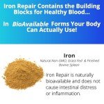 Iron Repair Simply Natural Iron Supplement, Best Absorption & Gentle on Stomach, Monash Low FODMAP, Raise Hemoglobin & Ferritin Iron Pills for Women, Men, Teens, & Pregnancy 90 Bovine Gelatin Capsules