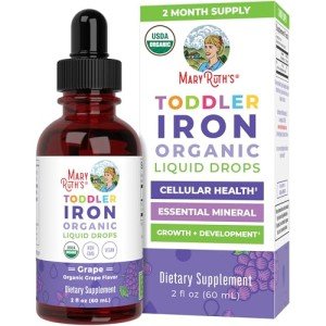 MaryRuth Organics Iron Supplement for Toddlers | Liquid Iron Supplement for Children Ages 1-3 | Iron Supplement for Iron Deficiency | Ferrochel | Sugar Free | Vegan | Non-GMO | Gluten Free | 2 Fl Oz