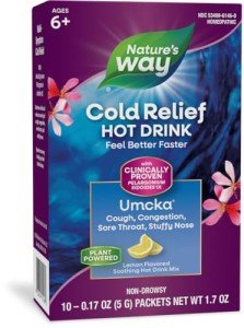 Nature's Way Umcka ColdCare Soothing Hot Drink - Homeopathic – With Pelargonium sidoides 1X- Helps Shorten Duration of Colds - Soothing Lemon Flavored - Suitable for Ages 6+ - 10 Packets