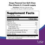 Fusion Lifestyle Iron Supplement for Women and Men, Grape Flavored Iron Soft Chew Plus Vitamin C for Iron Deficiency and Anemia, 2 Month Supply, 60 Count