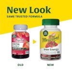 MegaFood Iron Energy Gummies - Vegan & Gluten-Free Iron Supplement for Women, Men, Teens & Kids with Vitamin B12 & B6, from The Makers of Blood Builder Iron Supplement, Strawberry Flavor - 60 Gummies