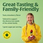 MegaFood Iron Energy Gummies - Vegan & Gluten-Free Iron Supplement for Women, Men, Teens & Kids with Vitamin B12 & B6, from The Makers of Blood Builder Iron Supplement, Strawberry Flavor - 60 Gummies