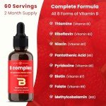 NutraChamps Vitamin B Complex Liquid Drops | B Vitamins Complex Supplement with B1, B2, B3, B6, B7, B9 & Methyl B12 Drops for Adults & Kids | Vegan Berry Flavor 2oz | 60 Servings / 2 Month Supply