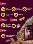 Vitacook Iron Supplement for Women Men, High Potency Iron 65mg with Vitamin C 250mg, Slow Release Stomach Friendly Iron Pills for Red Blood Cell & Immune Support, Non-GMO, Gluten Free, 60 Vegan Tabs
