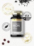 Carlyle Slow Release Iron 45 mg | 180 Tablets | Vegetarian, Non-GMO, and Gluten Free Formula | Ferrous Sulfate Mineral Supplement