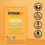 Vitron-C Iron Supplement, Once Daily, High Potency Iron Plus Vitamin C, Support Red Blood Cell Production, Dye Free Tablets, 60 Count, 2 Pack