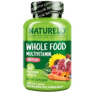 NATURELO Whole Food Multivitamin for Teens - Vitamins and Minerals for Teenage Boys and Girls - Supplement for Active Kids - with Organic Whole Foods - Non-GMO - Vegan & Vegetarian - 60 Capsules