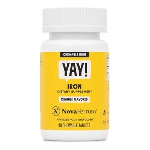 NovaFerrum Yay | Chewable Iron Supplement for Kids & Adults for Anemia | 18mg of Iron | 90 Servings | Sugar Free | Vegan | Gluten Free | Orange Flavor