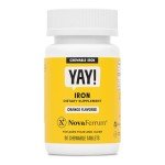 NovaFerrum Yay | Chewable Iron Supplement for Kids & Adults for Anemia | 18mg of Iron | 90 Servings | Sugar Free | Vegan | Gluten Free | Orange Flavor