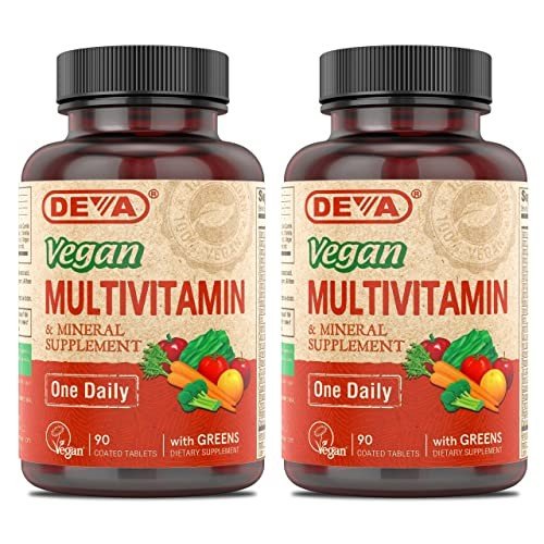DEVA Vegan Multivitamin & Mineral Supplement - Vegan Formula with Green Whole Foods, Veggies, and Herbs - High Potency - Manufactured in USA and 100% Vegan - 90 Count (Pack of 2)