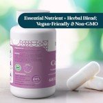Pattern Wellness PMS Complex - Hormonal Balance, Cramp, Mood, + Period Support - Essential Vitamins, Minerals, & Herbal Extract Blend for Women - 60 Vegan Capsules
