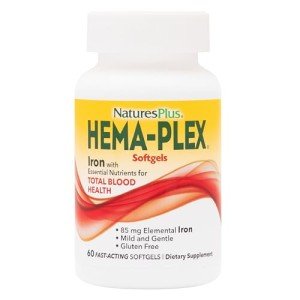 NaturesPlus Hema-Plex Iron - 60 Fast-Acting Softgels - 2 Pack - 85 mg Iron + Vitamin C & Bioflavonoids for Healthy Red Blood Cells - Vegan, Gluten Free - 40 Total Servings