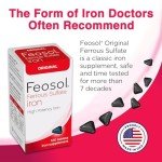 Feosol Original Iron Supplement Tablets,Non-heme 325mg Ferrous Sulfate (65mg Elemental Iron) per Iron Pill, 1 Per Day, 4 Month Supply, for Energy and Immune System Support (120 ct Pack of 2)