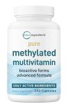Pure Methylated Multivitamin for Men & Women | 240 Capsules with Vitamins C, D, B12, Thiamin, Folate + Magnesium, Zinc, & More | High Absorption | Bioactive Vitamin & Mineral Complex | Filler Free