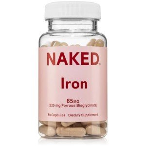 Naked Iron 65mg, 325mg Ferrous Bisglycinate - High Potency Iron Supplement for Iron Deficiency, Cellular Energy Support, Promotes Healthy Red Blood Cell Production, Non-GMO, Gluten-Free, 60 Capsules