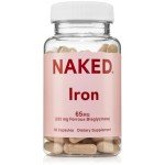 Naked Iron 65mg, 325mg Ferrous Bisglycinate - High Potency Iron Supplement for Iron Deficiency, Cellular Energy Support, Promotes Healthy Red Blood Cell Production, Non-GMO, Gluten-Free, 60 Capsules