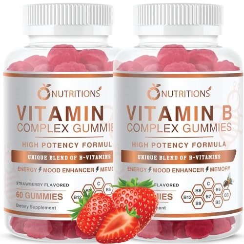 O NUTRITIONS Vitamin B Complex Vegan Gummies with Vitamin B12, B7 as Biotin, B6, B3 as Niacin, B5, B6, B8, B9 as Folate for Stress, Energy and Healthy Immune System (2 Pack)