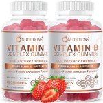O NUTRITIONS Vitamin B Complex Vegan Gummies with Vitamin B12, B7 as Biotin, B6, B3 as Niacin, B5, B6, B8, B9 as Folate for Stress, Energy and Healthy Immune System (2 Pack)