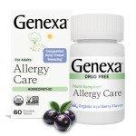 Genexa Allergy Care | Drug Free, Non-Drowsy Allergy Relief & Decongestant for Adults| Acai Berry Flavor | Organic & Non-GMO | Homeopathic Remedy Made Clean | 60 Chewable Tablets​