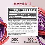 Jarrow Formulas Extra Strength Methyl B-12, Dietary Supplement for Cellular Energy Production, 100 Lemon-Flavored Chewable Tablets, Up to a 100 Day Supply