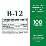 Vitamin B12 by Nature's Bounty, Vitamin Supplement, Supports Energy Metabolism and Nervous System Health, 1000mcg, 100 Tablets