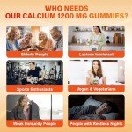 Calcium 1200 mg with Vitamin D3 Gummies for Adults - Calcium Citrate with Vitamin D3 K2, Magnesium, Zinc, Boron, Copper and Ashwagandha - Extra Absorption Calcium Supplement for Women Men