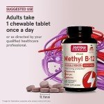 Jarrow Formulas Vitamin B12 5000 mcg - Maximum Strength for Cellular Energy and Brain Health, 60 Cherry Chewable Tablets, B12 Vitamins 5000 mcg