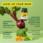 MegaFood Blood Builder Iron Supplement Clinically Shown to Increase Iron Levels Without Side Effects, Vegan Supplement For Women with Vitamin C, Vitamin B12 & Folic Acid, 60 Tablets