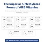 BioActive Vitamin B Complex - Blood Stream Ready, Methylated B Complex - Featuring Methylfolate, 3 BioActive Forms of B12, BenfoPure® B1 & Pantesin® B5 - 12 B Vitamins in Clinical Doses - 60 Servings