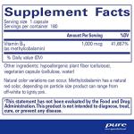 Pure Encapsulations Methylcobalamin 1,000 mcg - Vitamin B12 Supplement to Support Memory & Nerve Health - Premium Vitamin B12 Capsules - 180 Capsules