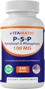 Vitamatic P5P 100 mg (Pyridoxal-5-Phosphate) – Active Form of Vitamin B6 – Energy & Nervous System Support – Non-GMO, Gluten-Free – 240 Tablets