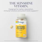 SOLARAY Super Bio Vitamin D3 in Coconut Oil - D3 Vitamin 5000 IU - Bone Health and Immune Support Supplement - Lab Verified, Made Wtihout Soy, 60-Day Guarantee - 120 Softgels, 120 Servings