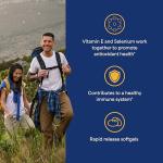 Puritan's Pride Vitamin E 184mg (400 IU) with Selenium 50mcg, Vitamin Supplement For Immune System and Antioxidant Health Support, 3 Month Supply, 100 Rapid Release Softgels