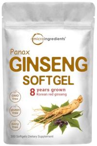 Micro Ingredients Red Panax Ginseng Supplement 6,000mg Per Serving, 300 Softgels | High Potency Korean Ginseng Root Extract with Active Ginsenosides | Supports Energy & Immune Health | Non-GMO