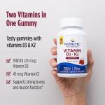 Nordic Naturals Vitamin D3 + K2 Gummies, Pomegranate - 60 Gummies - 1000 IU Vitamin D3 + 45 mcg K2 - Great Taste - Bone Health, Promotes Healthy Muscle Function - Non-GMO - 60 Servings