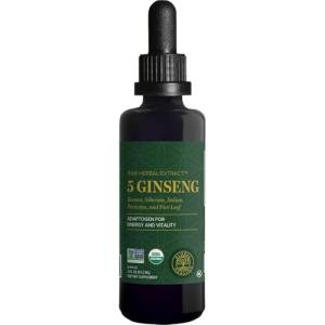 Global Healing Center - Ginseng - Organic Raw Herbal Extract - Liquid Panax Supplement Drop Promotes Energy - Korean and Siberian Ginseng Supplement, Maca, Ashwagandha - Non-GMO - 2 Fl Oz
