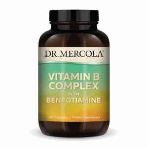 Dr. Mercola Vitamin B Complex with Benfotiamine - Supports Cellular, Brain & Immune Health - Non-GMO, Gluten-Free & Soy-Free - 180 Capsules (90 Servings)