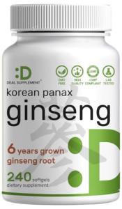 Korean Red Panax Ginseng Root Extract, 7,500mg Serving, 240 Softgels – 150mg Active Ginsenosides