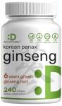 Korean Red Panax Ginseng Root Extract, 7,500mg Serving, 240 Softgels – 150mg Active Ginsenosides