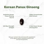 Korean Red Panax Ginseng Root Extract, 7,500mg Serving, 240 Softgels – 150mg Active Ginsenosides