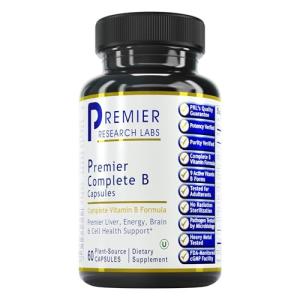 Premier Research Labs Complete B - Vitamin B Complex Supplement for Optimal Health | Vitamin B Supplement with Biotin | 9 Active B Vitamins | for Liver, Energy & Brain Support - 60 Capsules